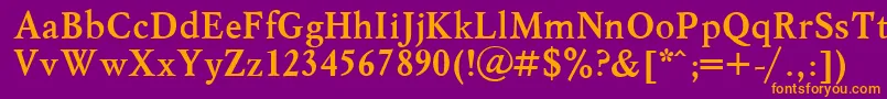 フォントMyslBold.001.001 – 紫色の背景にオレンジのフォント