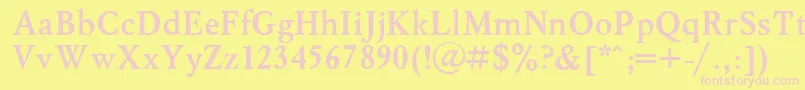 MyslBold.001.001-fontti – vaaleanpunaiset fontit keltaisella taustalla