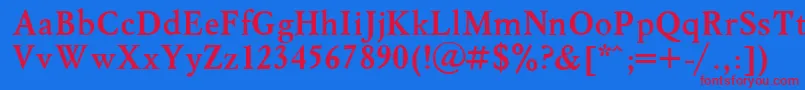 MyslBold.001.001 Font – Red Fonts on Blue Background