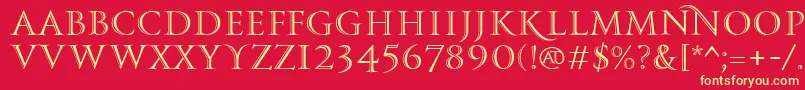 PfmonumentaproShaded Font – Yellow Fonts on Red Background