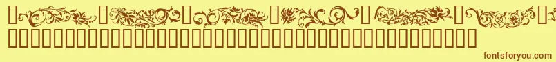フォントFlowo – 茶色の文字が黄色の背景にあります。
