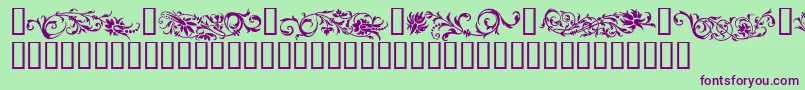 Flowo-Schriftart – Violette Schriften auf grünem Hintergrund