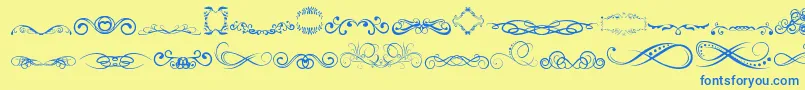 AnotherOrnamentsTfb-Schriftart – Blaue Schriften auf gelbem Hintergrund