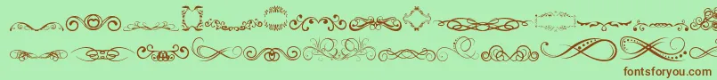 AnotherOrnamentsTfb-fontti – ruskeat fontit vihreällä taustalla