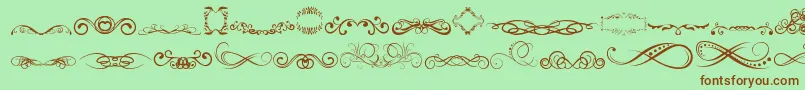 AnotherOrnamentsTfb-Schriftart – Braune Schriften auf grünem Hintergrund