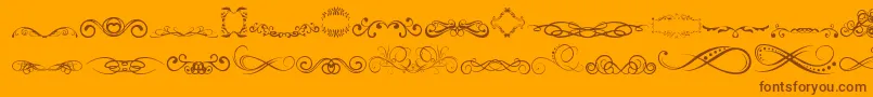 AnotherOrnamentsTfb-Schriftart – Braune Schriften auf orangefarbenem Hintergrund