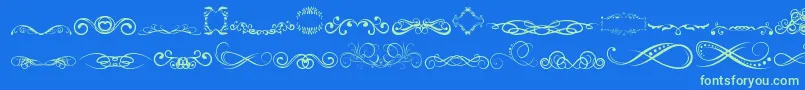 AnotherOrnamentsTfb-Schriftart – Grüne Schriften auf blauem Hintergrund