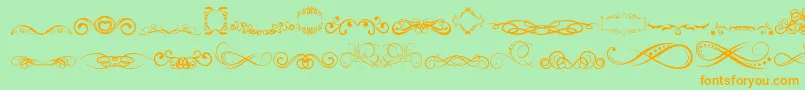 AnotherOrnamentsTfb-Schriftart – Orangefarbene Schriften auf grünem Hintergrund