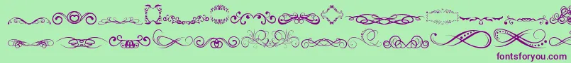 Fonte AnotherOrnamentsTfb – fontes roxas em um fundo verde