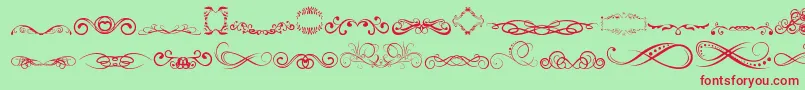 AnotherOrnamentsTfb-Schriftart – Rote Schriften auf grünem Hintergrund