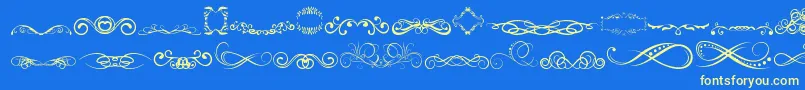 AnotherOrnamentsTfb-Schriftart – Gelbe Schriften auf blauem Hintergrund