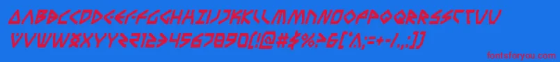 フォントTerrafirmacondital – 赤い文字の青い背景