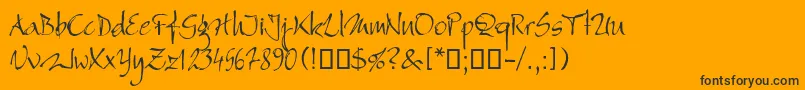 Bambino-Schriftart – Schwarze Schriften auf orangefarbenem Hintergrund