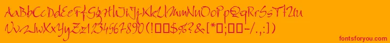 Bambino-Schriftart – Rote Schriften auf orangefarbenem Hintergrund