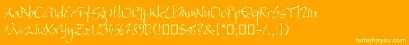 Bambino-Schriftart – Gelbe Schriften auf orangefarbenem Hintergrund