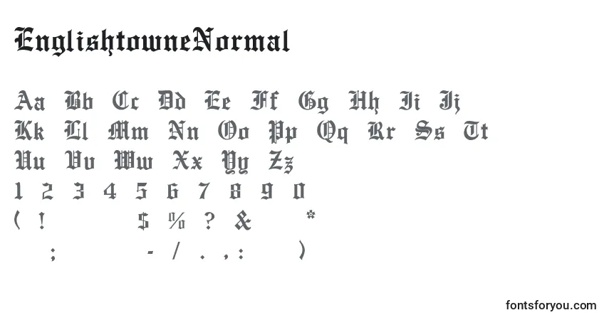 Czcionka EnglishtowneNormal – alfabet, cyfry, specjalne znaki