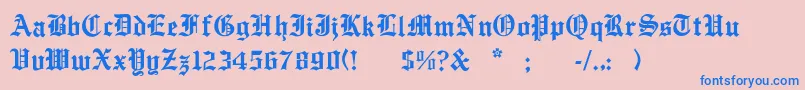 EnglishtowneNormal Font – Blue Fonts on Pink Background