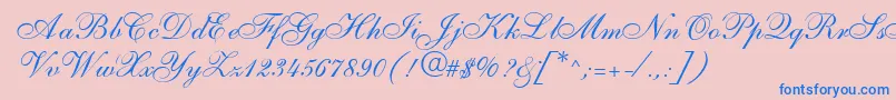 S721ScriptTwoRegular-Schriftart – Blaue Schriften auf rosa Hintergrund