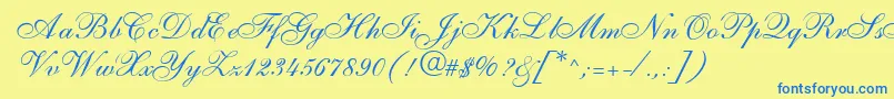 S721ScriptTwoRegular Font – Blue Fonts on Yellow Background