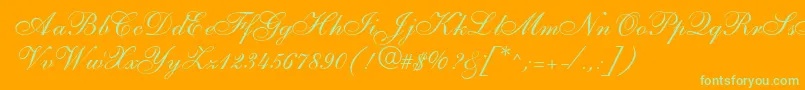 S721ScriptTwoRegular Font – Green Fonts on Orange Background