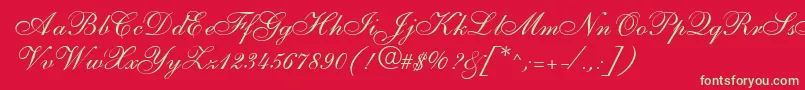 S721ScriptTwoRegular Font – Green Fonts on Red Background