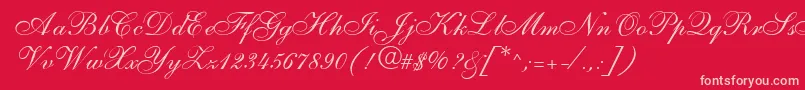 S721ScriptTwoRegular Font – Pink Fonts on Red Background