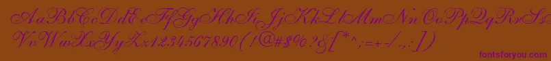 S721ScriptTwoRegular-Schriftart – Violette Schriften auf braunem Hintergrund