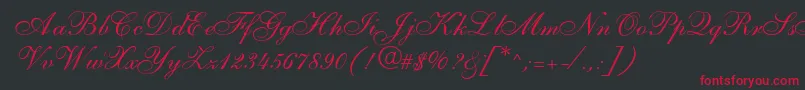 フォントS721ScriptTwoRegular – 黒い背景に赤い文字