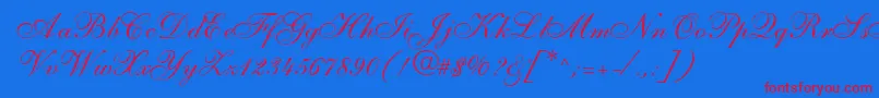 S721ScriptTwoRegular-Schriftart – Rote Schriften auf blauem Hintergrund