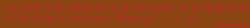 S721ScriptTwoRegular-Schriftart – Rote Schriften auf braunem Hintergrund