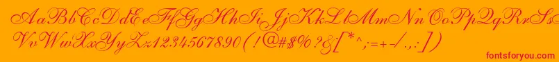 S721ScriptTwoRegular Font – Red Fonts on Orange Background