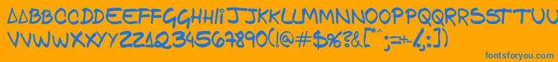 Gfamcomic Font – Blue Fonts on Orange Background