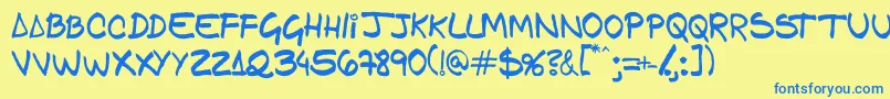 Gfamcomic Font – Blue Fonts on Yellow Background