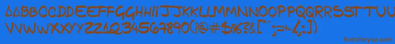 Gfamcomic Font – Brown Fonts on Blue Background