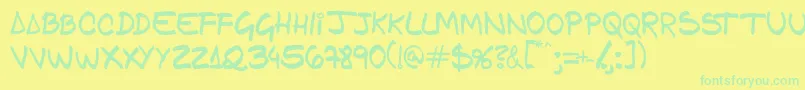 Gfamcomic-Schriftart – Grüne Schriften auf gelbem Hintergrund