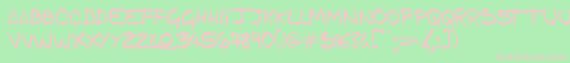 Gfamcomic-fontti – vaaleanpunaiset fontit vihreällä taustalla