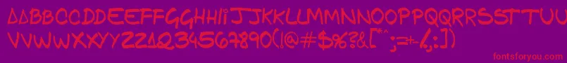 Gfamcomic-fontti – punaiset fontit violetilla taustalla