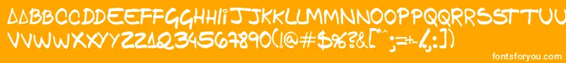 Gfamcomic Font – White Fonts on Orange Background