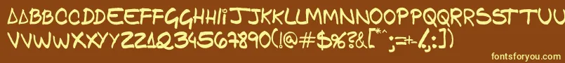 Czcionka Gfamcomic – żółte czcionki na brązowym tle