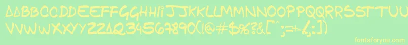 Gfamcomic Font – Yellow Fonts on Green Background