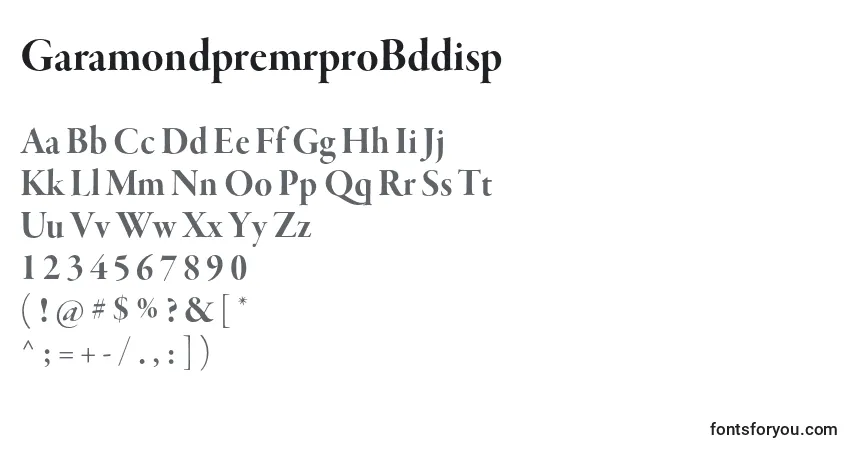 A fonte GaramondpremrproBddisp – alfabeto, números, caracteres especiais