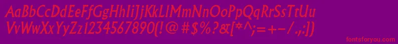 AlbertusMtItalic-Schriftart – Rote Schriften auf violettem Hintergrund