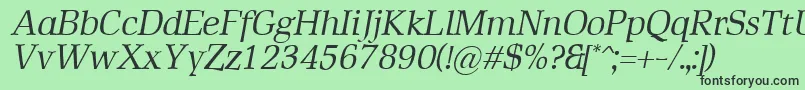 Fonte RustikaItalic – fontes pretas em um fundo verde