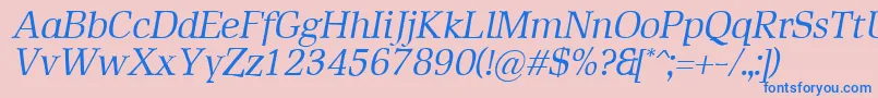 フォントRustikaItalic – ピンクの背景に青い文字