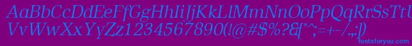 RustikaItalic Font – Blue Fonts on Purple Background