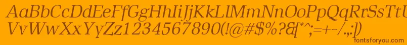 RustikaItalic-Schriftart – Braune Schriften auf orangefarbenem Hintergrund