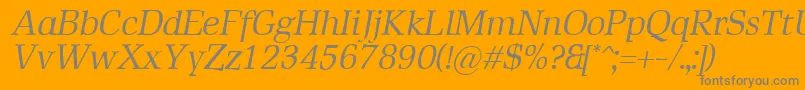 RustikaItalic-Schriftart – Graue Schriften auf orangefarbenem Hintergrund