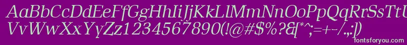 RustikaItalic Font – Green Fonts on Purple Background