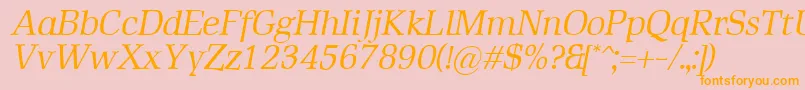 Fonte RustikaItalic – fontes laranjas em um fundo rosa