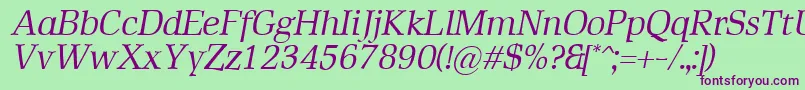 RustikaItalic Font – Purple Fonts on Green Background